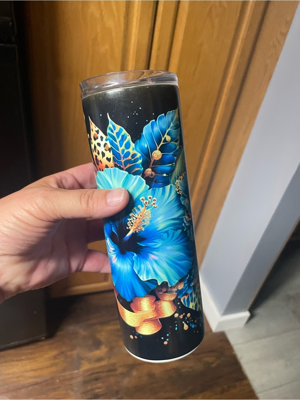 Blue Floral Stainless Travel Tumbler